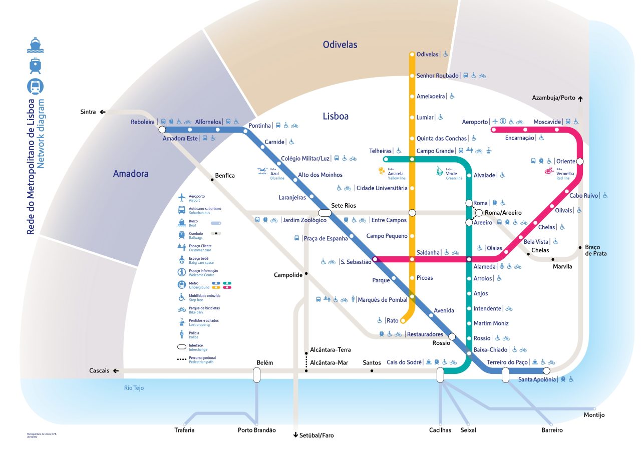 Metro kaart Lissabon