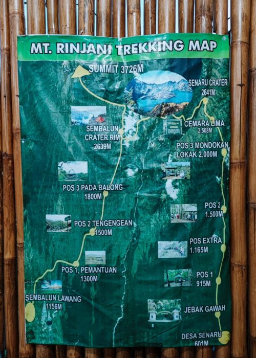 kaart trekking rinjani
